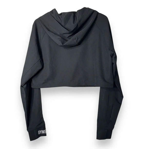 Gymshark Women’s Large Black Cropped Hoodie Minimalist Zip Pockets Gym Athletics - Picture 3 of 9